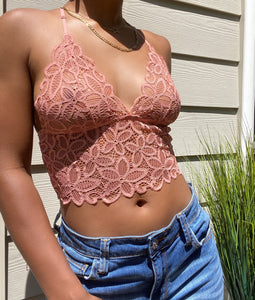 Jasmine Floral Lace Bralette - Rose