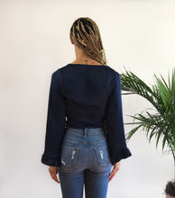 Load image into Gallery viewer, Take Me Out Silky Flare Top - Navy