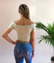 Load image into Gallery viewer, Just A Peek Off-Shoulder Crop Top - Mint